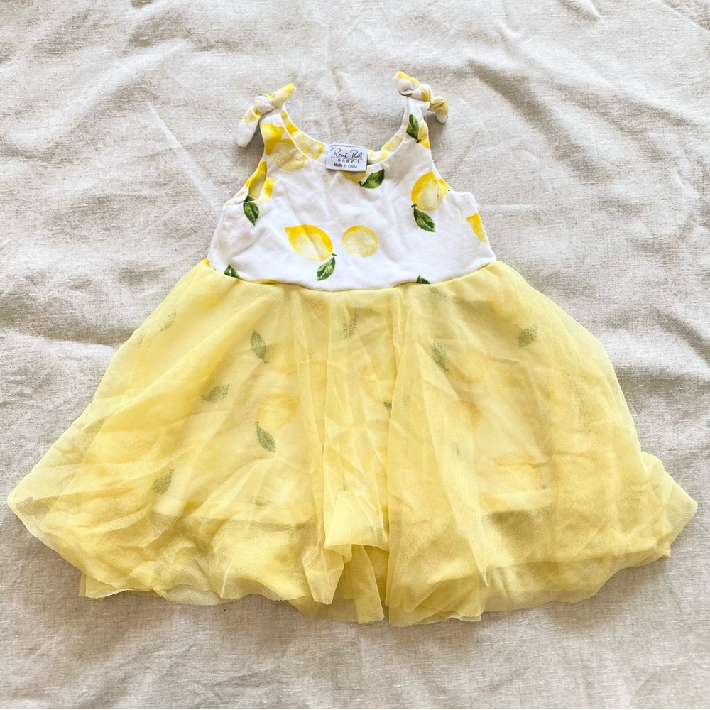 Rene Rofe Baby Girl Summer Sleeveless TuTu Dress Lemon Short Sleeve 12 Months